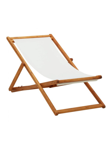 Sonata Сгъваем плажен стол, евкалиптово дърво и текстил, кремавобял