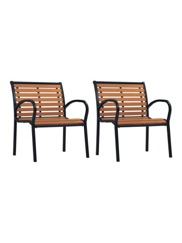 Sonata Градински столове, 2 бр, стомана и WPC, черно и кафяво