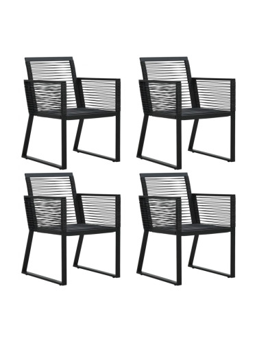 Sonata Градински столове, 4 бр, въжени, ратан, черни