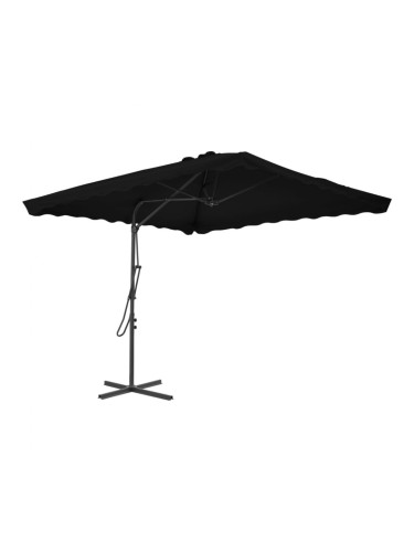 Sonata Градински чадър със стоманен прът, черен, 250x250x230 см