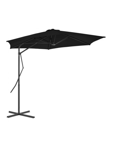 Sonata Градински чадър със стоманен прът, черен, 300x230 см