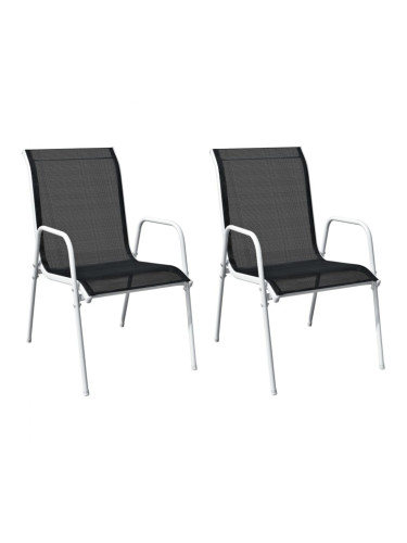 Sonata Стифиращи градински столове, 2 бр, стомана и Textilene, черни