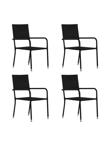 Sonata Външни трапезни столове, 4 бр, полиратан, черни