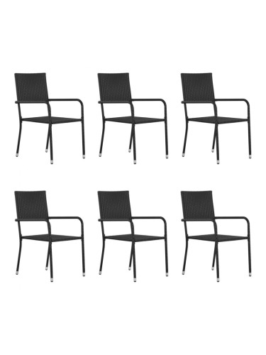 Sonata Външни трапезни столове, 6 бр, полиратан, черни