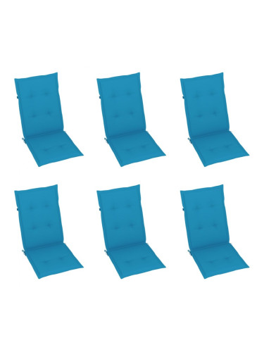 Sonata Възглавници за градински столове, 6 бр, сини, 120x50x4 см