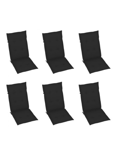 Sonata Възглавници за градински столове, 6 бр, черни, 120x50x4 см