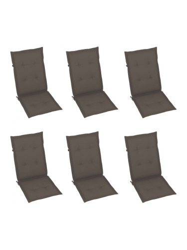Sonata Възглавници за градински столове, 6 бр, таупе, 120x50x4 см