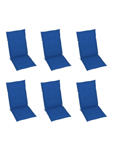 Sonata Възглавници за градински столове 6 бр кралско сини 120x50x4 см