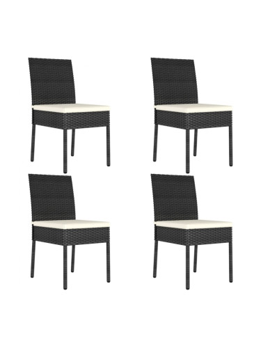 Sonata Градински трапезни столове, 4 бр, полиратан, черни