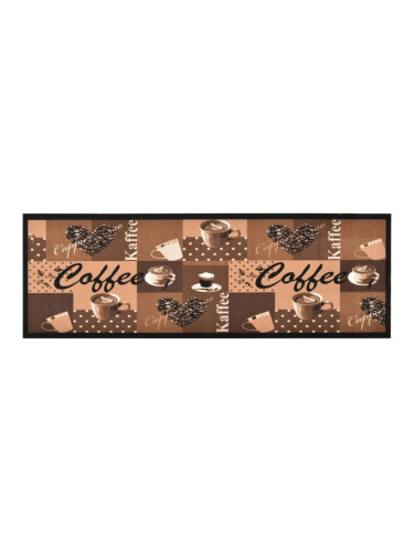 Sonata Кухненско килимче, перимо, кафяв принт кафе, 45x150 см