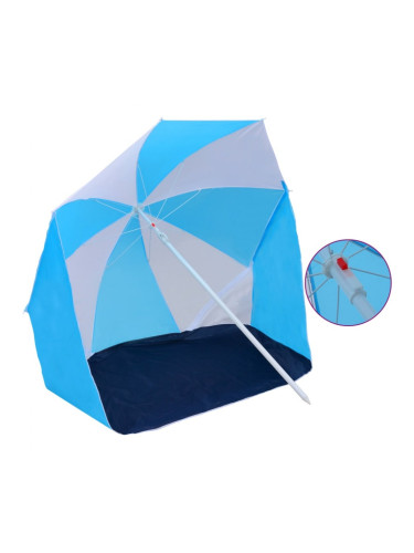 Sonata Плажен чадър – подслон, синьо и бяло, 180 см, текстил