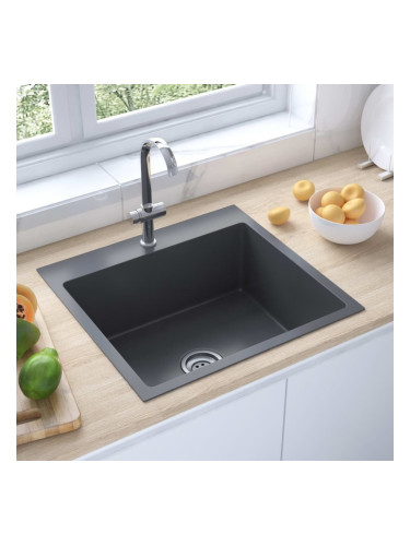 Sonata Ръчно изработена кухненска мивка отвор за смесител черна инокс