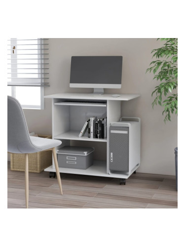 Sonata Компютърно бюро, бял гланц, 80x50x75 см, ПДЧ