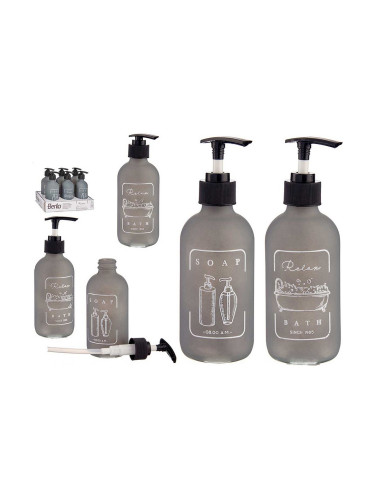 Дозатор за Сапун Черен Сив Cтъкло полипропилен (6,5 x 16 x 6,5 cm)