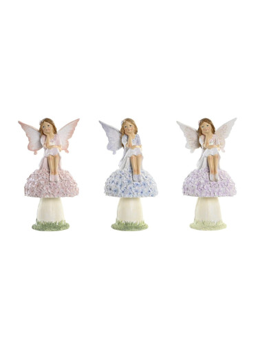 Декоративна фигурка DKD Home Decor Син Розов Люляк Смола Фея (9,5 x 8 x 17 cm) (3 броя)
