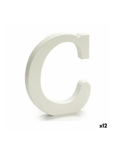 Писмо C Дървен Бял (1,8 x 21 x 17 cm) (12 броя)