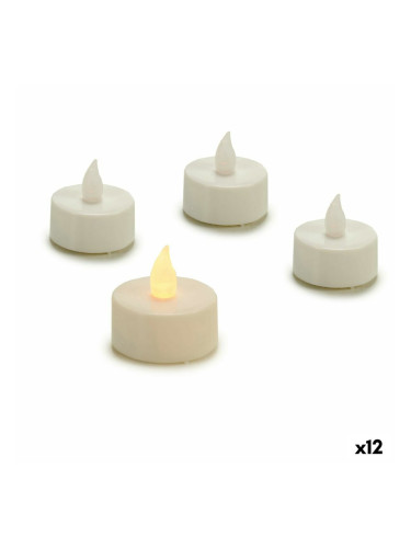 Комплект Свещи LED Бял 4 x 4 x 3,7 cm (12 броя)