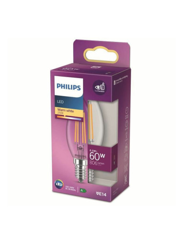 LED крушка за лампа тип свещ Philips Equivalent  E14 60 W