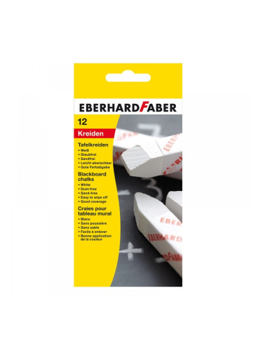 Eberhard Faber Тебешир, бял, 12 броя