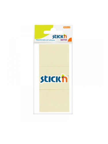 Stick'n Самозалепващи листчета, 38 x 51 mm, пастелни, жълти, 100 листа, 3 броя