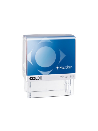 Colop Печат Printer 20 Microban, антибактериален, правоъгълен, 13 x 38 mm, син