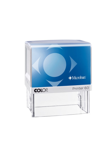 Colop Печат Printer 60 Microban, антибактериален, правоъгълен, 37 x 76 mm, син