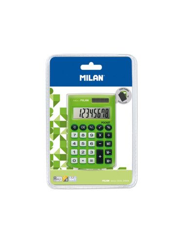Milan Калкулатор Pocket, 8-разряден, в блистер, зелен