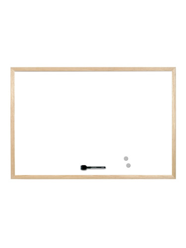 Bi-Office Бяла дъска, магнитна, с дървена рамка, 30 x 40 cm