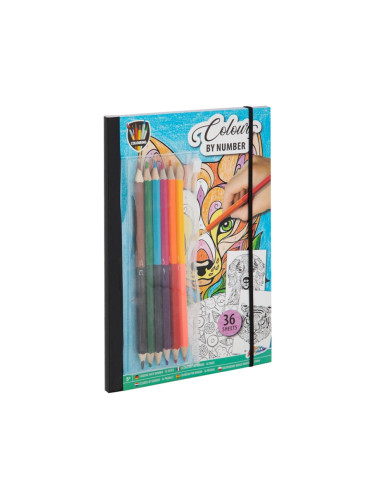 Grafix Книжка за оцветяване, по номера, с 6 двойни молива