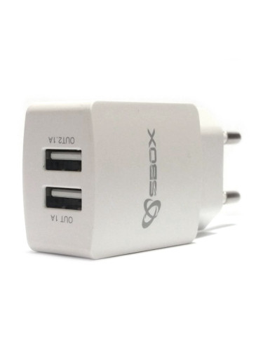 Зарядно устройство SBOX 2x USB A(ж), бяло