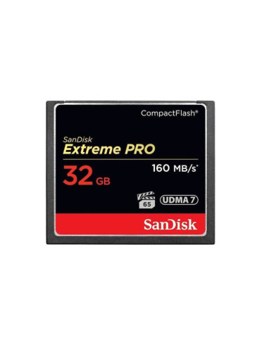 Карта памет 32GB CompactFlash, SanDisk Extreme PRO, VPG-65, скорост на четене до 160Mb/s, скорост на запис 150MB/s