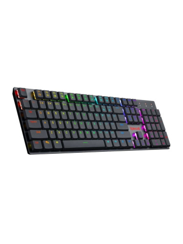 Клавиатура Redragon Apas Pro K535P-KBS, безжична, Bluetooth, механична, RGB подсветка, 8 мултимедийни клавиша, черна