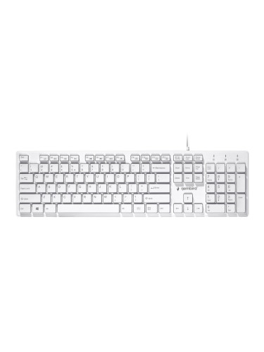 Клавиатура Gembird KB-MCH-03-W, жична, slim дизайн, бяла, USB