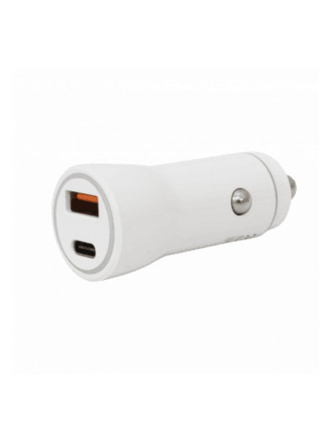 Зарядно за кола SBOX CC-095, от авт. запалка към 1x USB A(ж)/1x USB C(ж), 5-12V, 1.5/3А, 20W, бяло