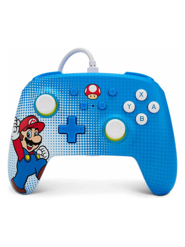 Геймпад PowerA Enhanced Mario Pop Art, за Nintendo Switch, син