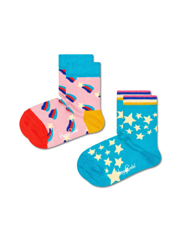 Happy Socks Къси чорапи 'SHOOTING STAR'  циан / къри / светлорозово / червено