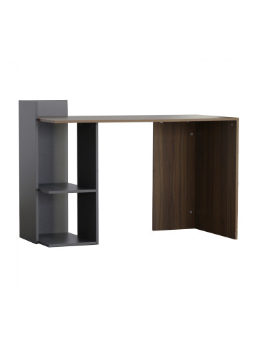 Офис с библиотека в цвят орех и сиви елементи