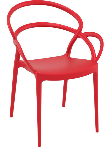 Пластмасов градински стол 57/56/82см - полипропилен с фибро стъкло, червен