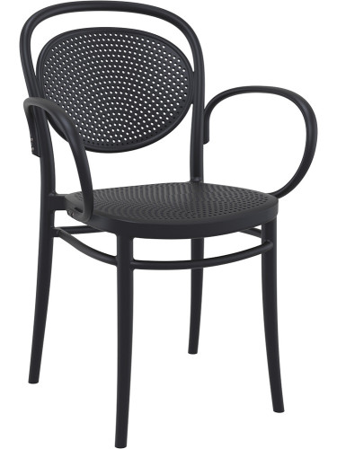 Пластмасов градински стол 57/52/85см -  полипропилен с фибро стъкло, черен