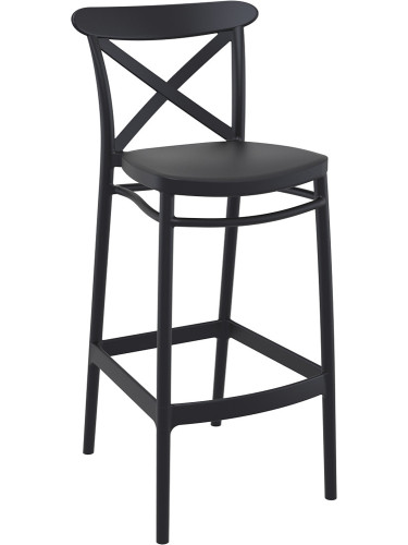 Бар стол 45/52/106см - полипропилен с фибро стъкло, черен