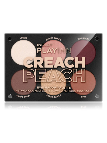Inglot PlayInn Eyeshadow Palette палитра сенки за очи цвят Creach Peach 8 гр.