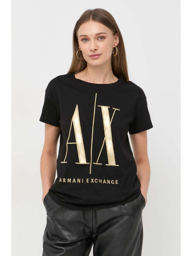 Памучна тениска Armani Exchange в черно 8NYTMX YJG3Z NOS