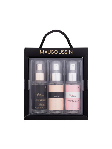 Mauboussin Pour Elle Подаръчен комплект мъгла за тяло Elixir Pour Elle 50 ml + мъгла за тяло Pour Elle 50 ml + мъгла за тяло Rose Pour Elle 50 ml