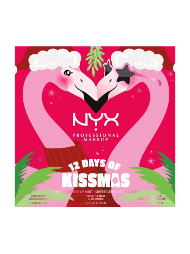 NYX Professional Makeup Fa La La L.A. Land 12 Days Of Kissmas Подаръчен комплект гланц за устни 6 бр + червило 6 бр
