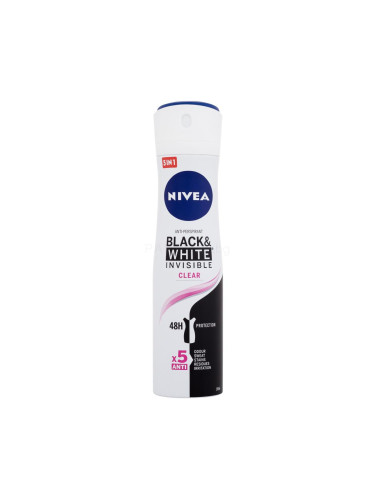 Nivea Black & White Invisible Clear 48h Антиперспирант за жени 150 ml