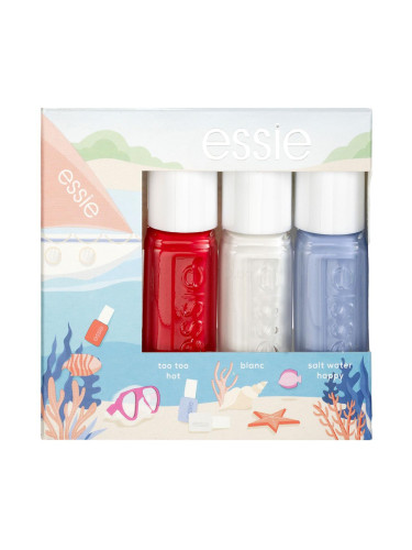 Essie Summer Mini Trio Aquaholic Подаръчен комплект лак за нокти 5 ml + лак за нокти 5 ml Blanc + лак за нокти 5 ml Salt Water Happy