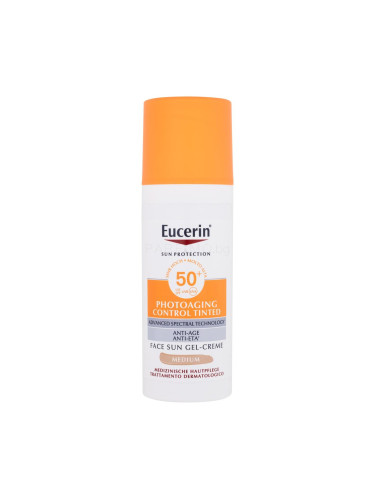 Eucerin Sun Protection Photoaging Control Tinted Gel-Cream SPF50+ Слънцезащитен продукт за лице за жени 50 ml Нюанс Medium
