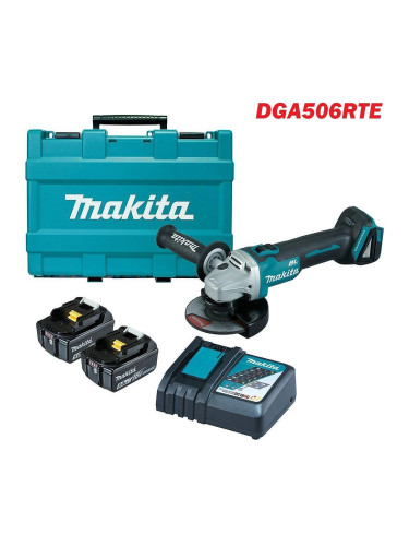 Ъглошлайф акумулаторен Makita DGA504RTE, 18V, LXT, 2x5Ah, 125 мм