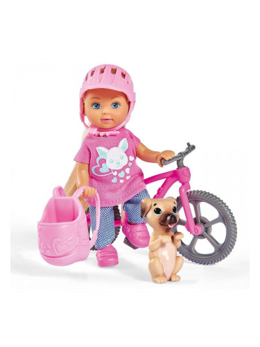 Кукла ЕВИ с планински велосипед и кученце