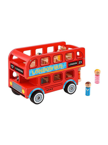 Детски дървен автобус Лондон, комплект 9 части